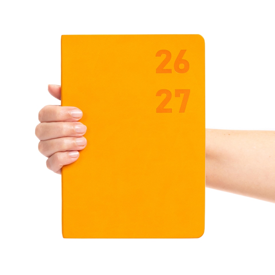 image 1 of 2026 - 2027 Academic Diary A5 Week to View - Mid Year Planner August 2026 to July 2027 - Softcover Felix - Term Dates Notes Timetable | Orange | Orange