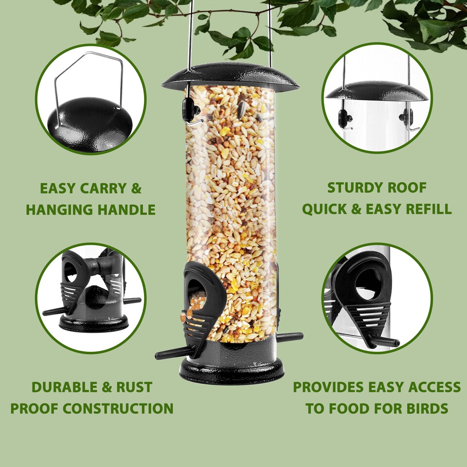 image 1 of Medium Outdoor Garden Hanging Metal Wild Bird Seed Feeder