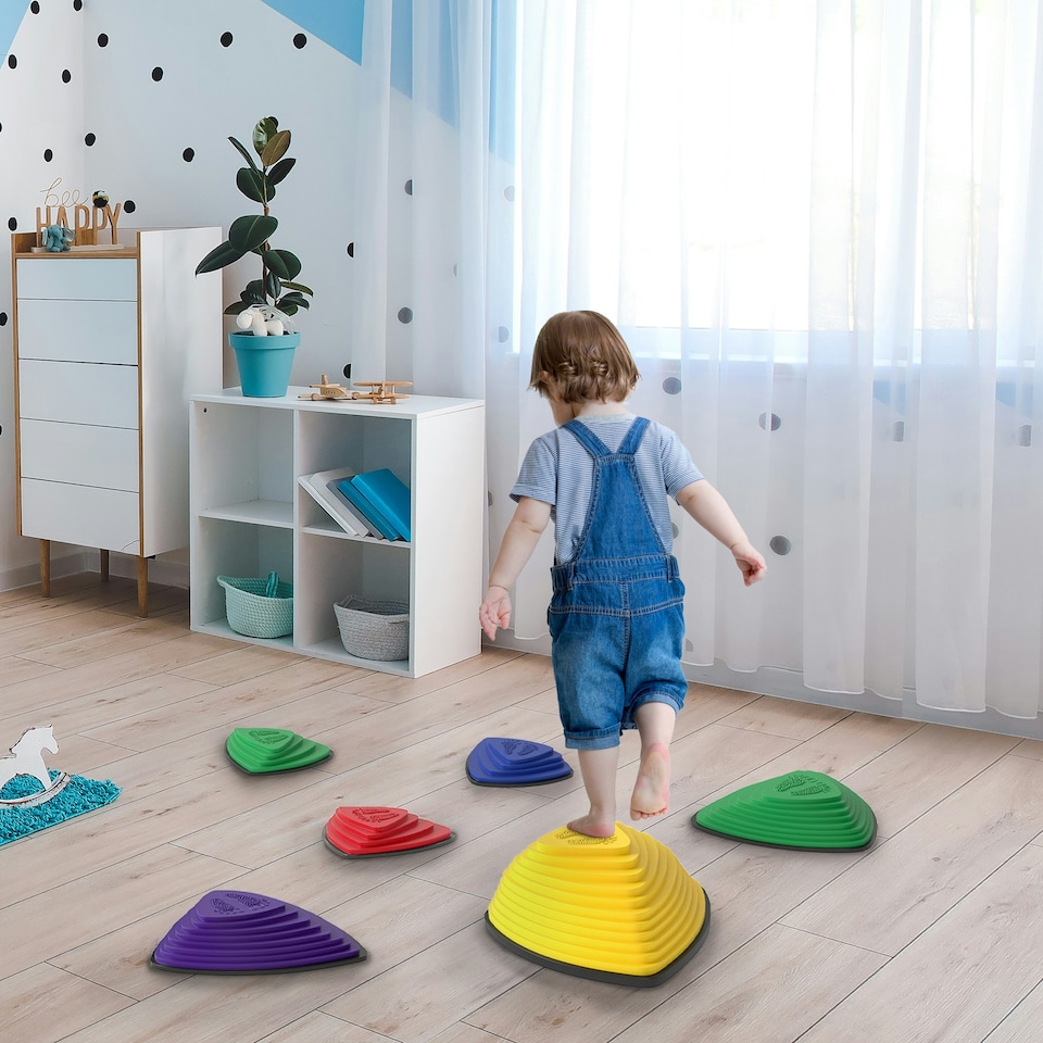 image 1 of AIYAPLAY 6 Pieces Stepping Stones for Balance and Motor Skills | Multi | S