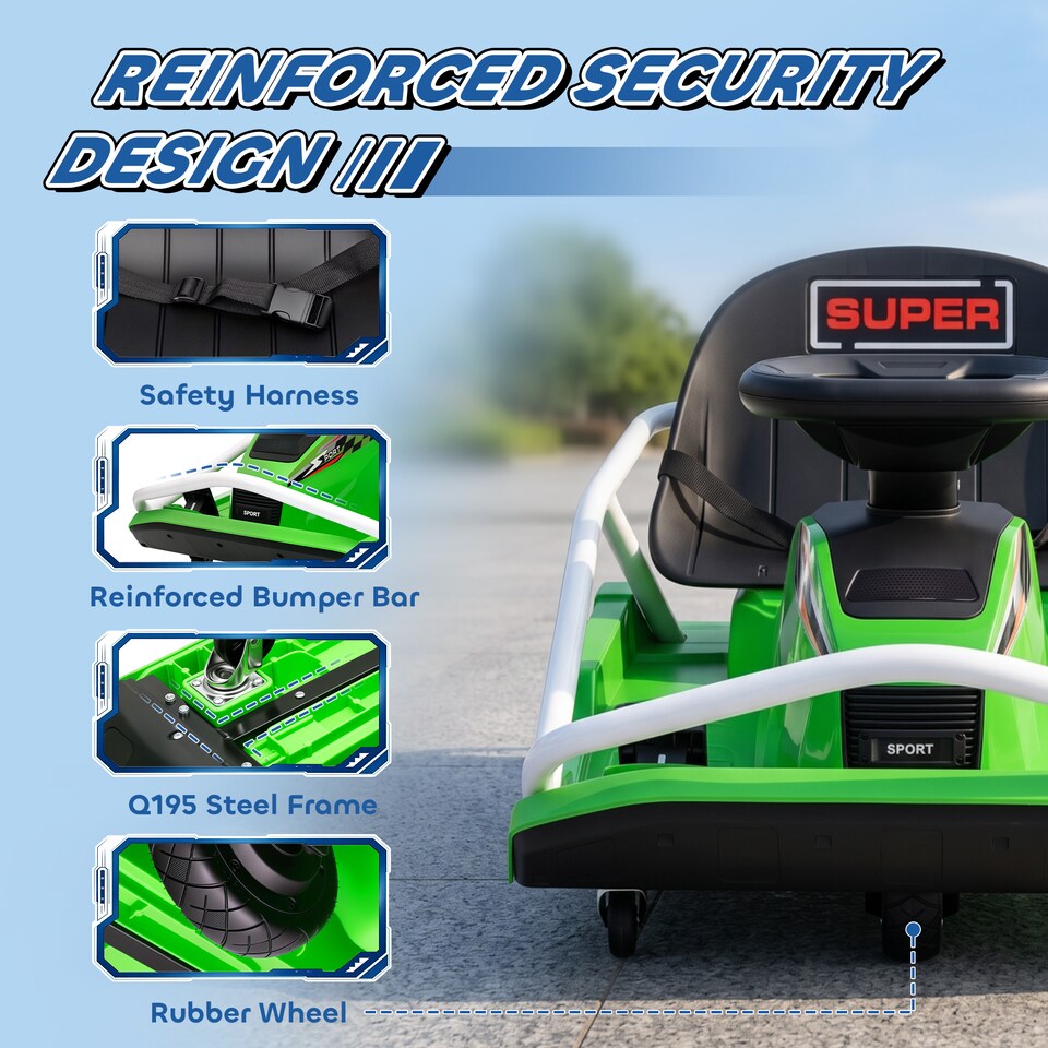 image 1 of AIYAPLAY 24V Electric Go Kart for Kids with Drift Mode, Soft Start