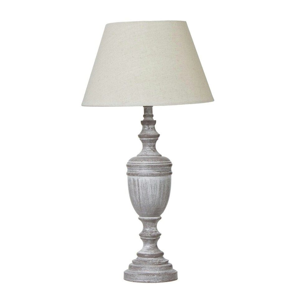 Hill Interiors Nola Urn Linen Table Lamp - White - 45cm x 12cm x 12cm