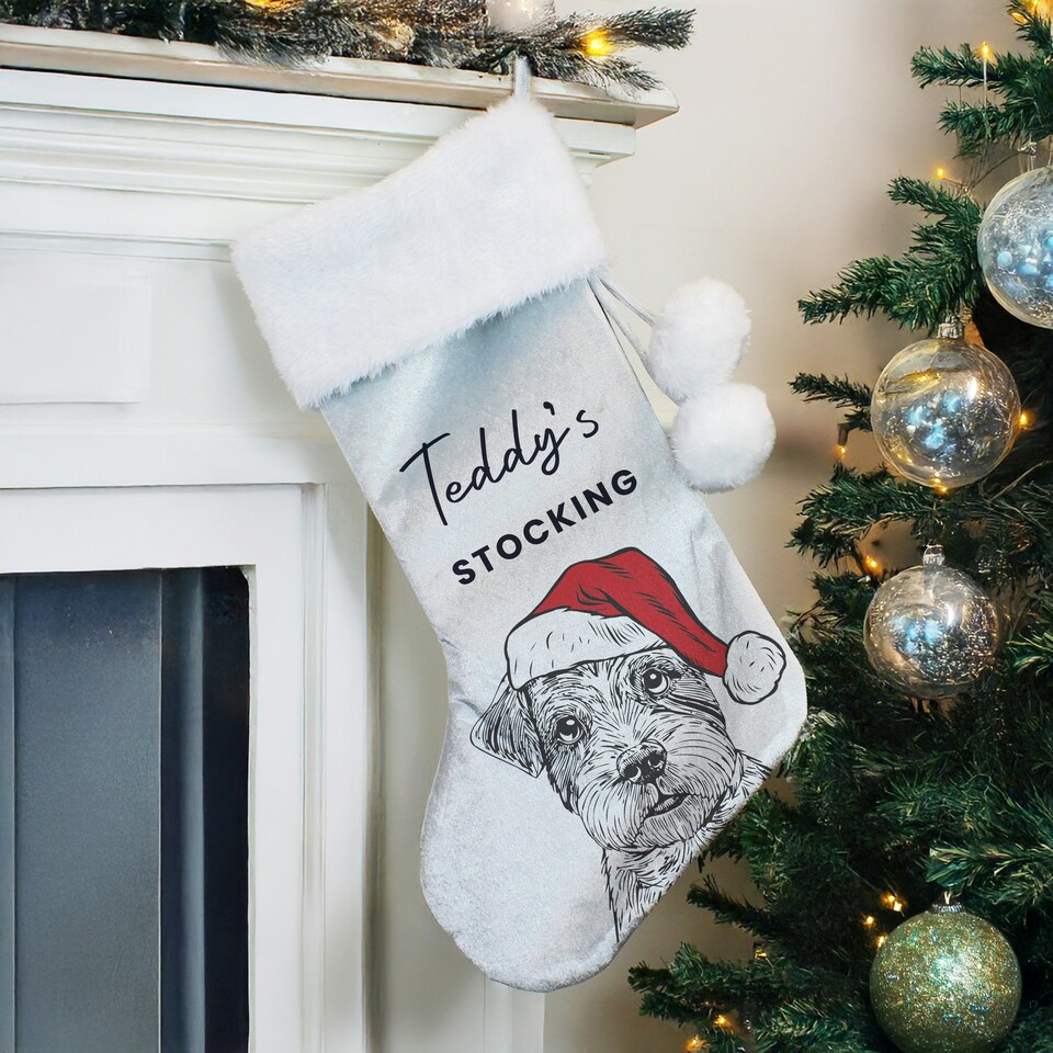 image 1 of Personalised Dog Breed Christmas Stocking
