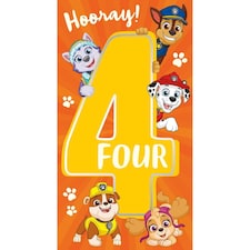Paw Patrol Age 4 Birthday Card