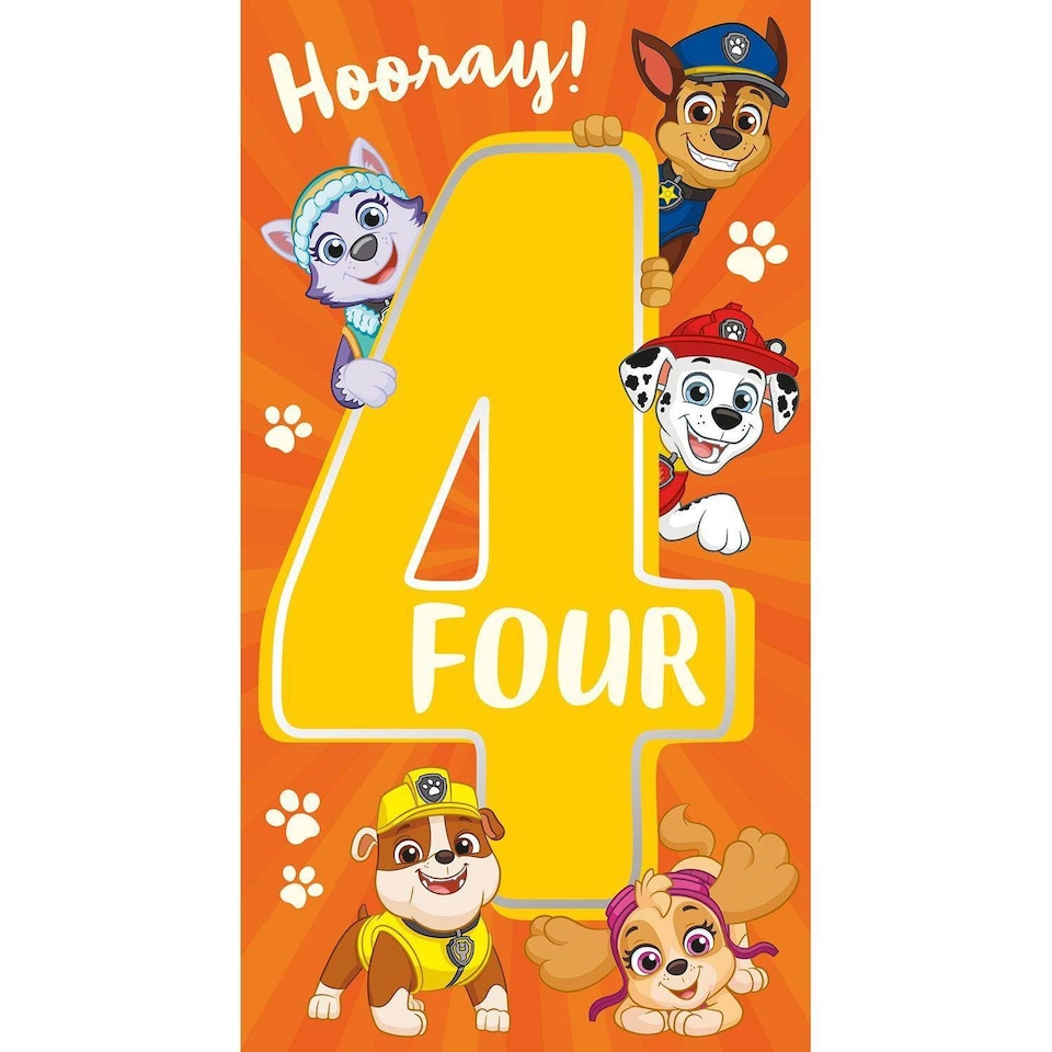 Paw Patrol Age 4 Birthday Card