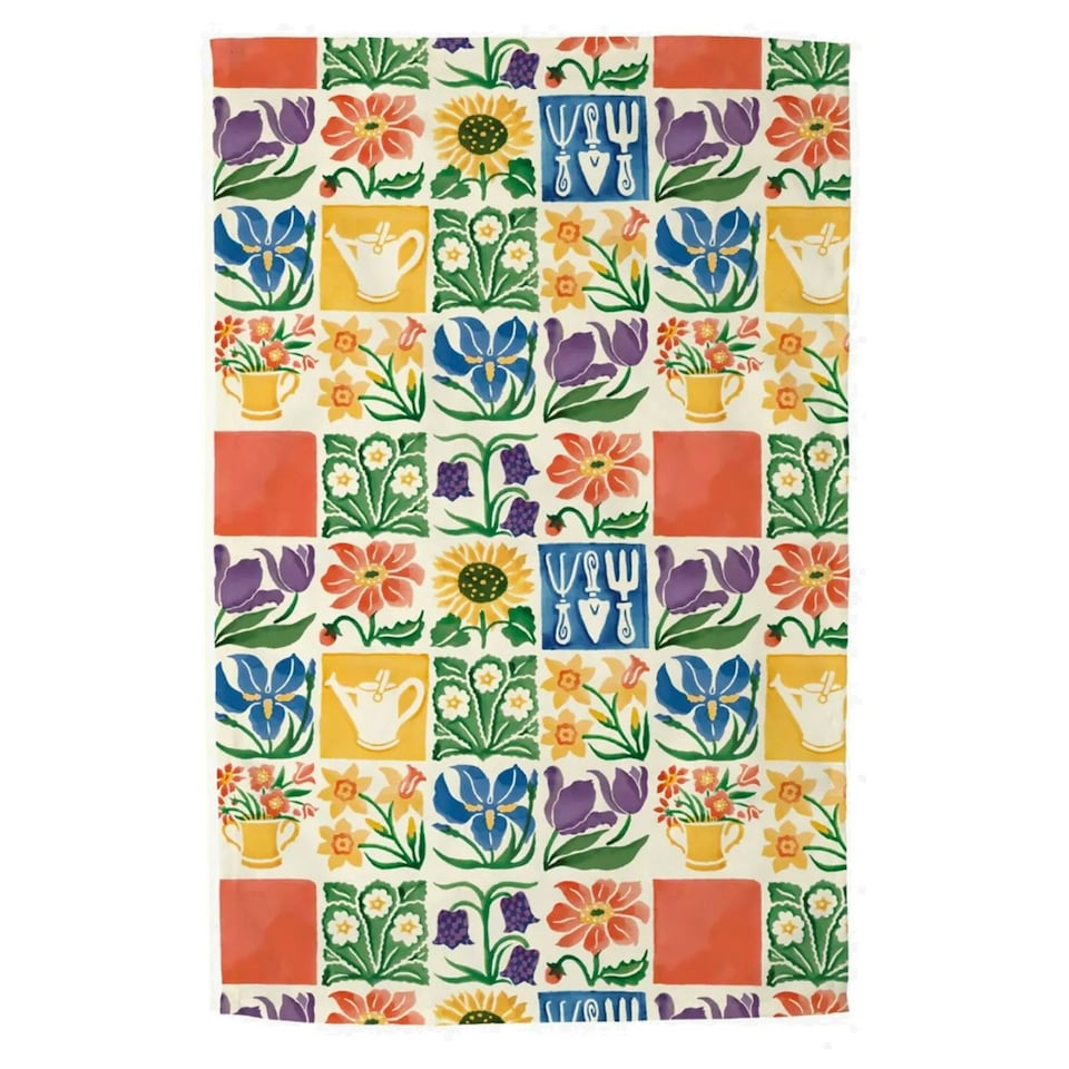 Tea Towel: 1 x Emma Bridgewater Summer Flowers Tea Towel, 100% Cotton White