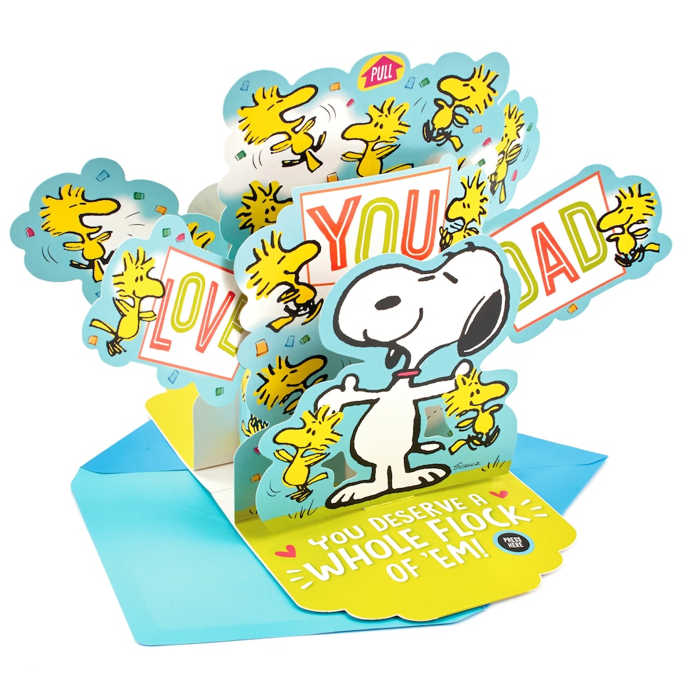 image 1 of Hallmark Musical Father's Day Card For Dad - 3D Pop-Up SNOOPY Design