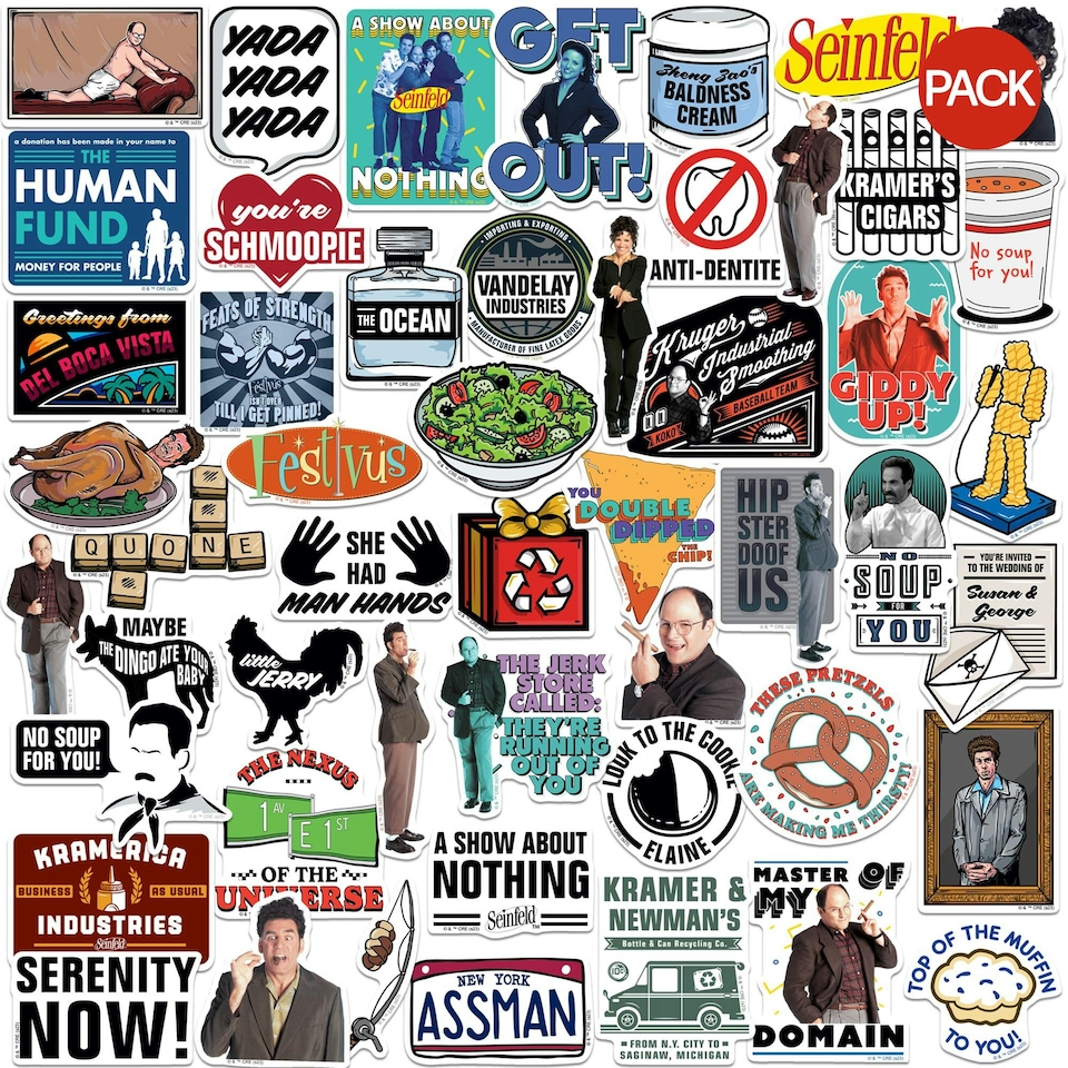 image 1 of Seinfeld Deluxe Stickers (Pack of 100) - Multicoloured - One Size