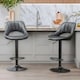 image 3 of 2PC Height Adjustable 360 PU Leather Swivel Barstools Set Black | Black