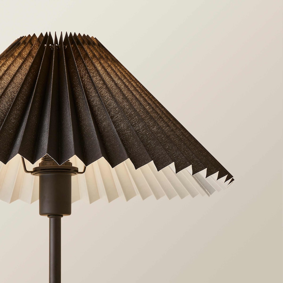 image 1 of ValueLights Akira Black Pleat Shade Side Table Lamp | Black