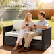 image 3 of Outsunny 2 Seater Rattan Garden Sofa with Deep Seat, Wide Arms, Black | Black | Black, Cream White | Two Seater