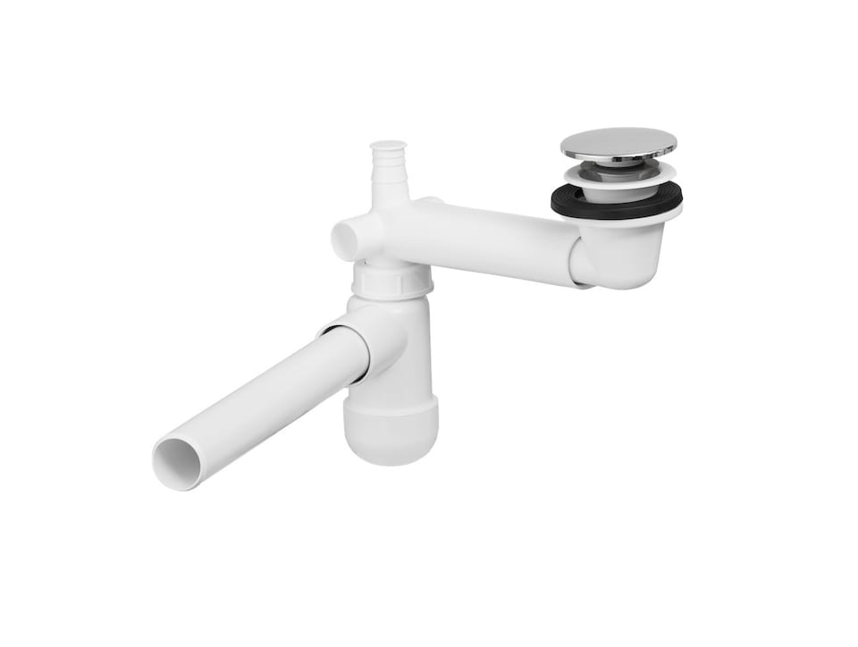 image 1 of Bathroom Sink Waste Kit Space Saving Telescopic with Pop Up Chrome Click Clack Preloc for Full Depth Drawer Vanities
