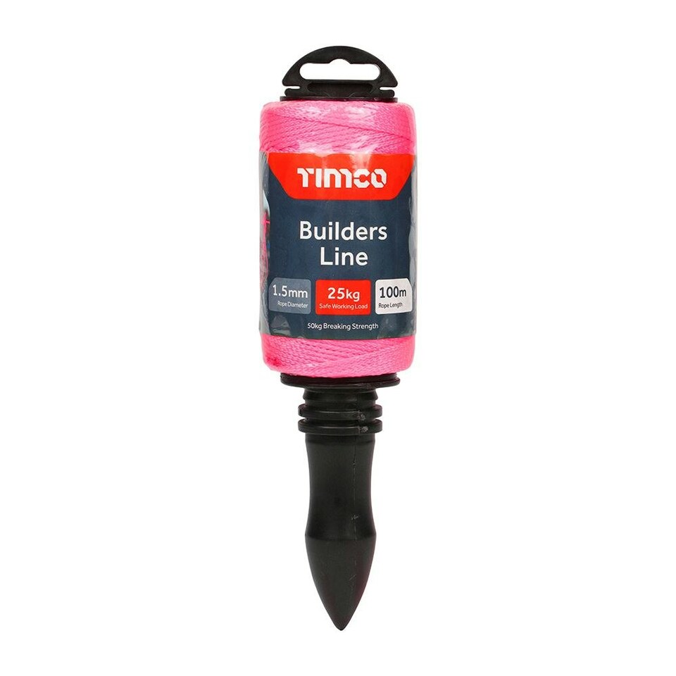 Timco - Builders Line - Pink - Winder (Size 1.5mm x 100m - 1 Each)