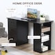 image 4 of HOMCOM Computer Desk, Writing Table, PC Workstation with 3 Storage Shelves and Drawers, Black Handle, for Home Office, Black