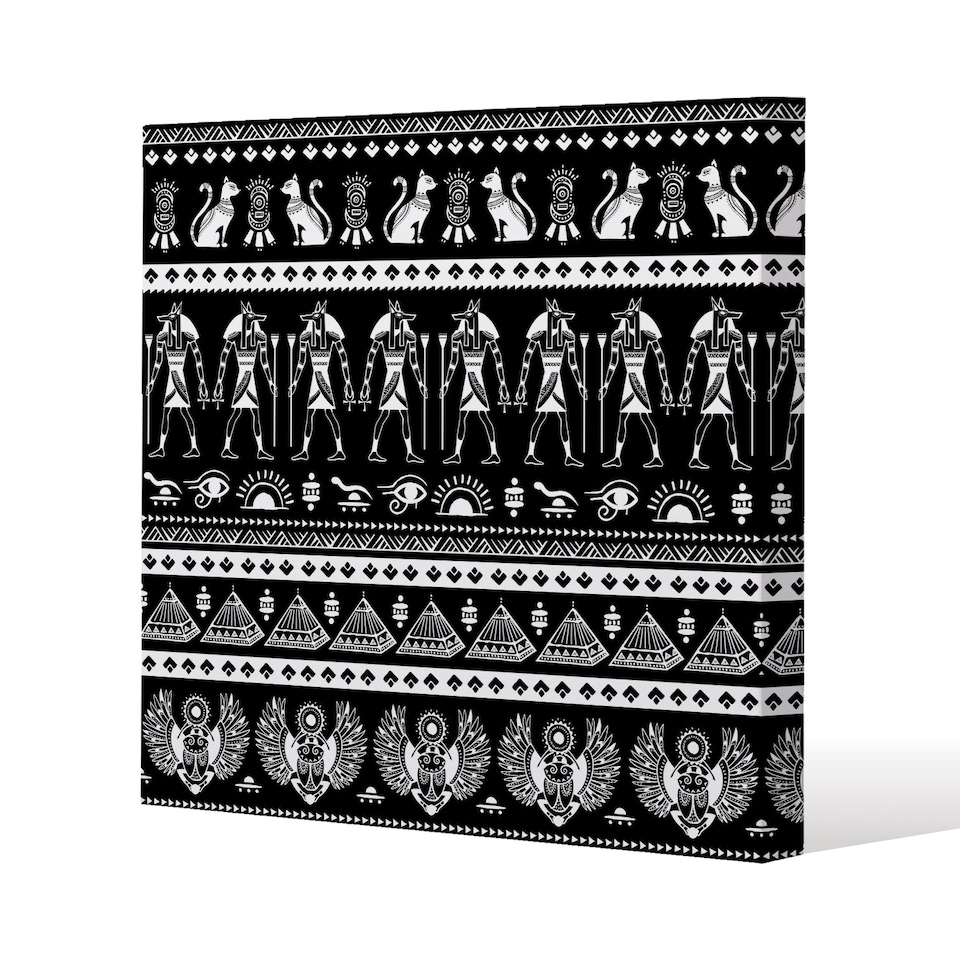 Heiroglyphs on Black (Canvas Print) / 61 x 61 x 4cm | Multi