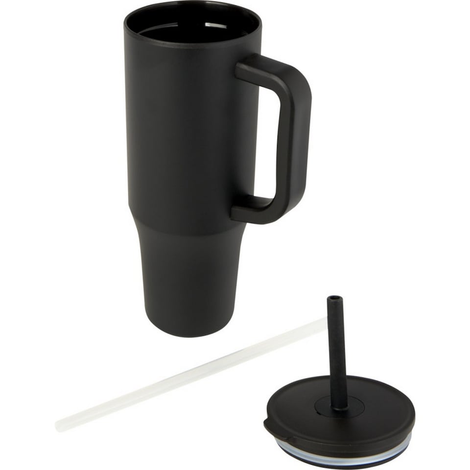 image 1 of Floso Brady Insulated 900ml Mug With Straw | Black | Solid Black | One Size | 1