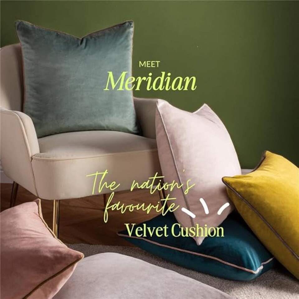image 1 of Furn Meridian Velvet Cushion, Ginger/Olive, 45 x 45cm