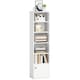 image 1 of HOMCOM Tall Bookcase, 6-Tier Narrow Bookshelf with 3 Adjustable Shelves and Cupboard, Modern Freestanding Shelving Unit for Living Room, Home Office, White