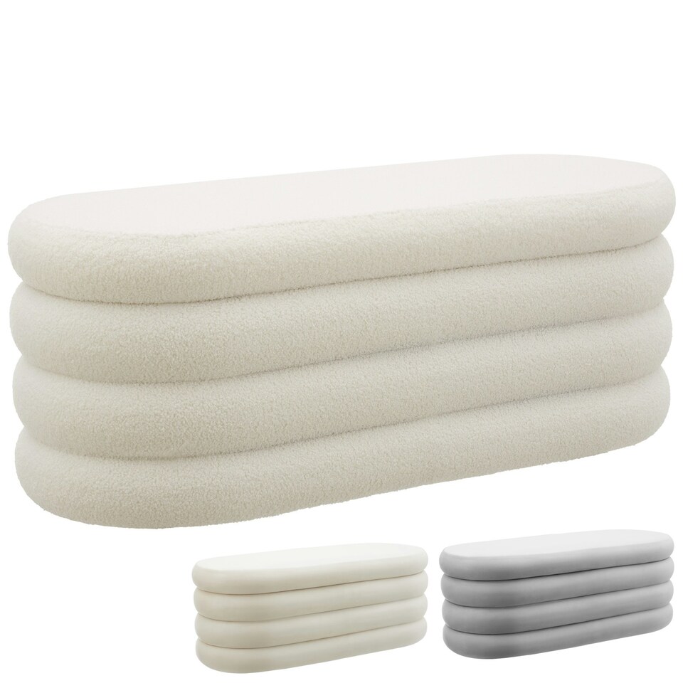 image 1 of Bench Altu - with velvet or boucle cover, padded, hallway storage Cream | Velvet Cream-White