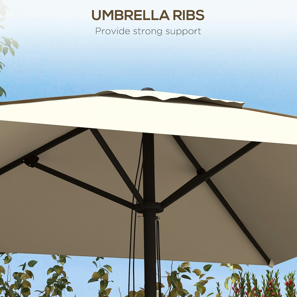 image 1 of Outsunny Sun Parasol with Vent, Table Umbrella for Patio, Garden, Pool, Beige
