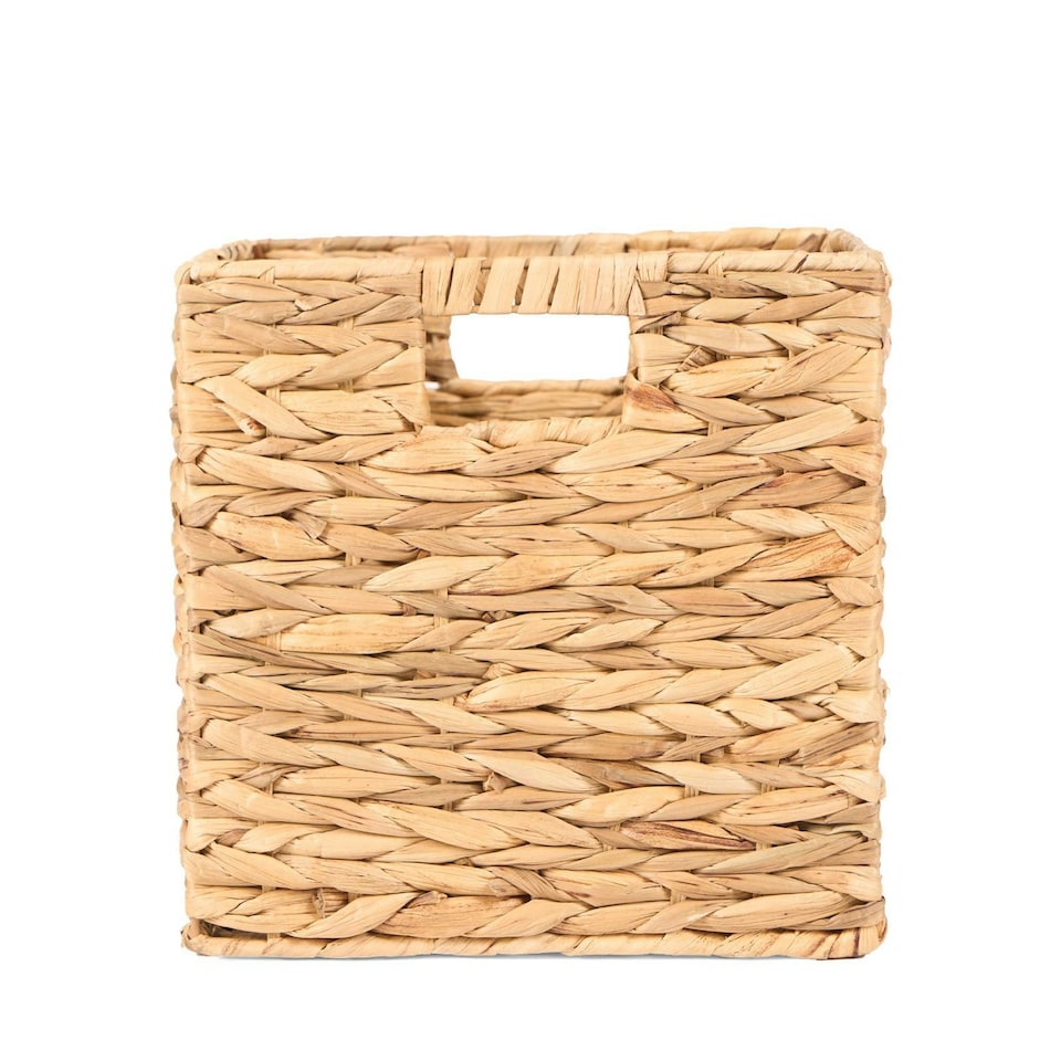 image 1 of OHS Foldable Paper Rope Woven Wicker Storage Organiser Box Cube, 27x27cm - Natural