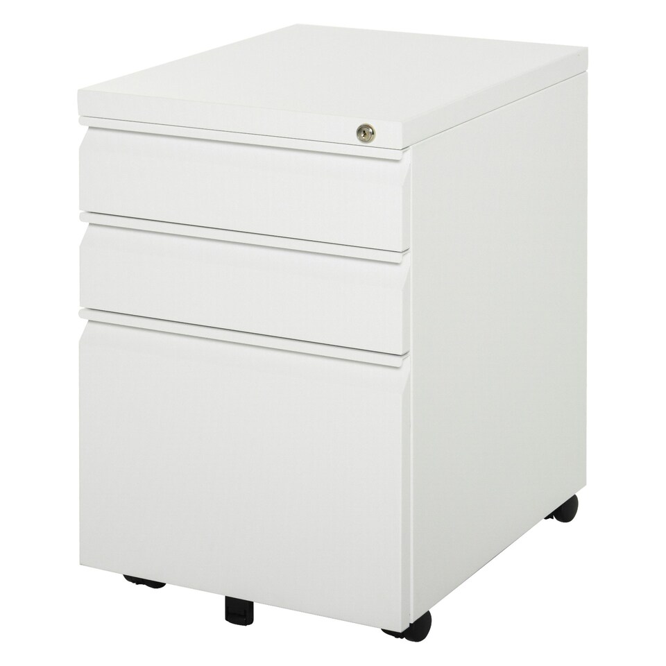 image 1 of Vinsetto 3 Drawer Vertical File Cabinet Lockable Metal Filling Cabinet