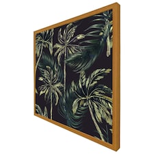 Green palm on black (Picutre Frame) Brown | Oak | XL