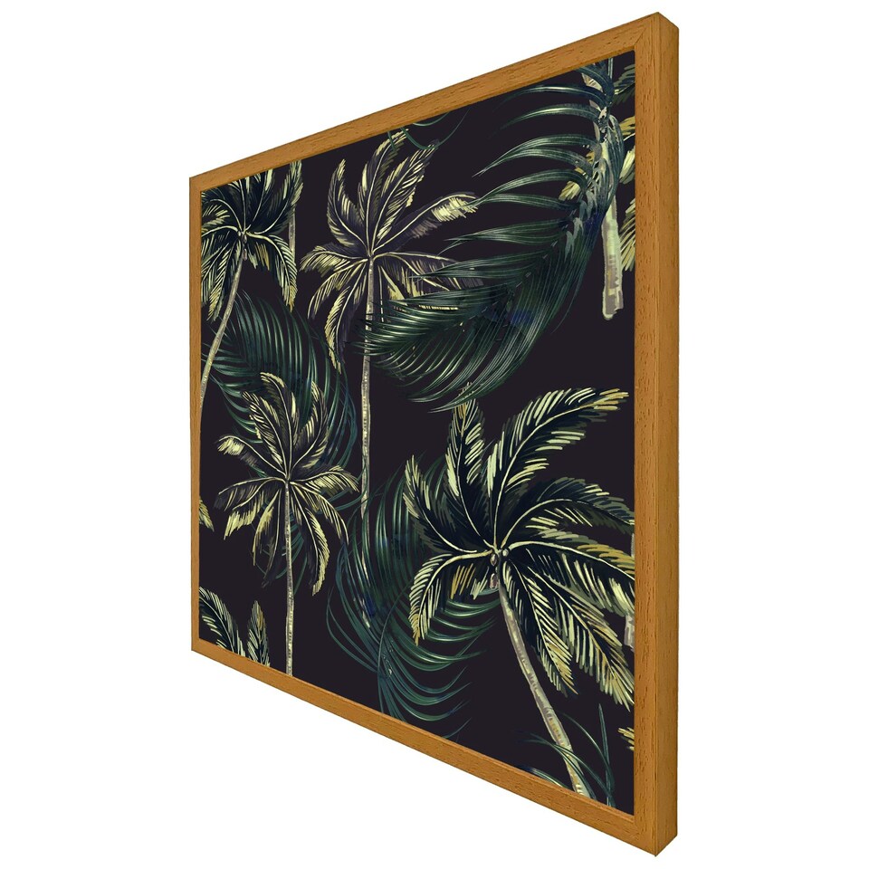 image 1 of Green palm on black (Picutre Frame) Brown | Oak | XL