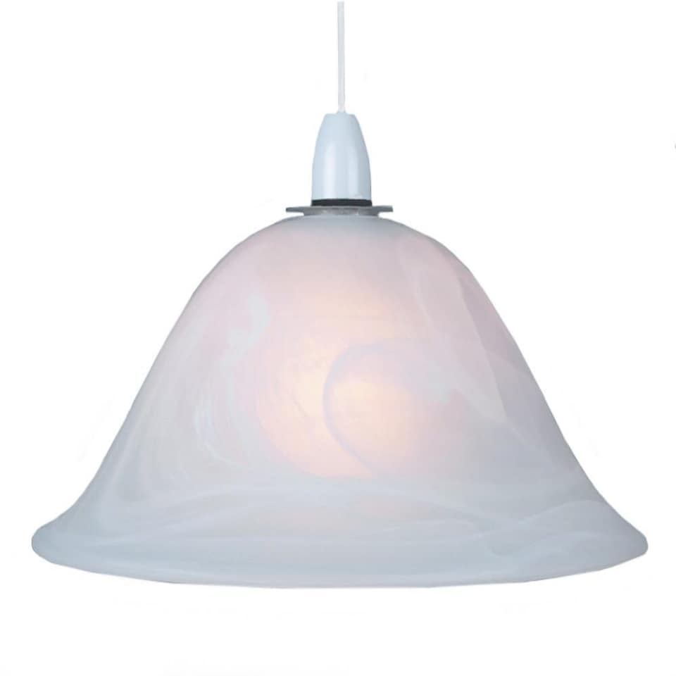 image 1 of White Alabaster Glass Easy Fit Pendant Shade or Floor Lamp Shade | White
