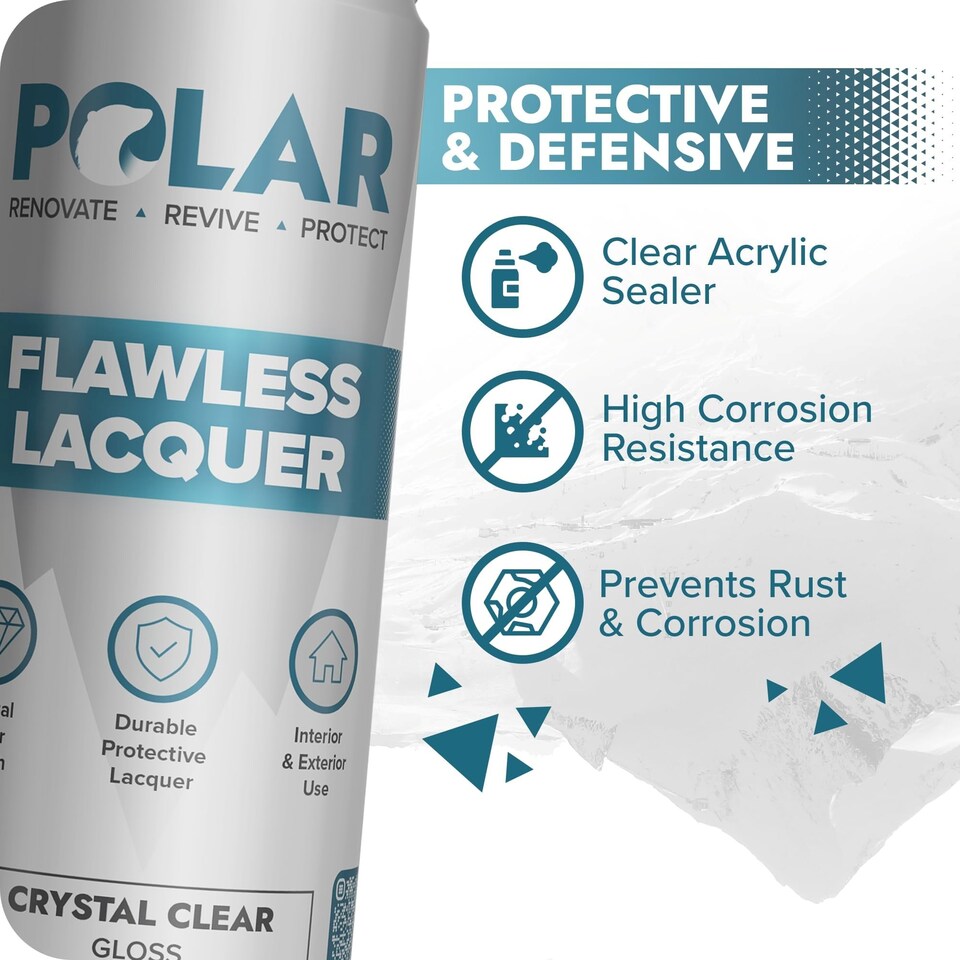 image 1 of Polar Flawless Lacquer Spray Gloss Finish Durable & Protective Topcoat | Clear | Clear Gloss | 400 ml | 1