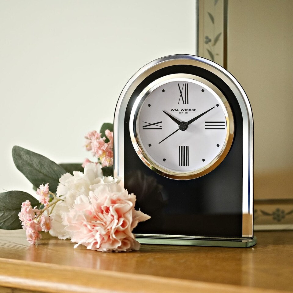image 1 of Widdop Gifts Black and Silver Mantel Clock