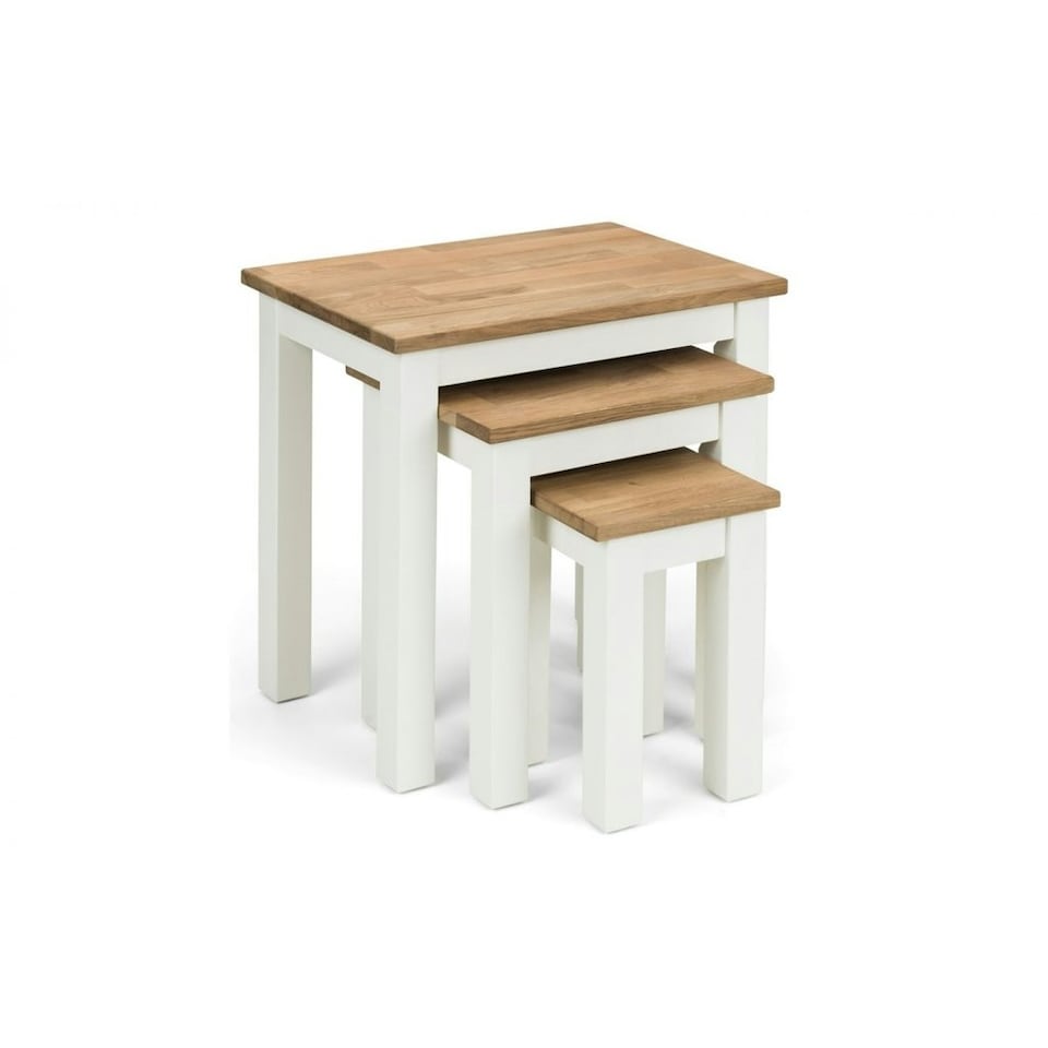 image 1 of Ivory and Oak Nest of 3 Tables White