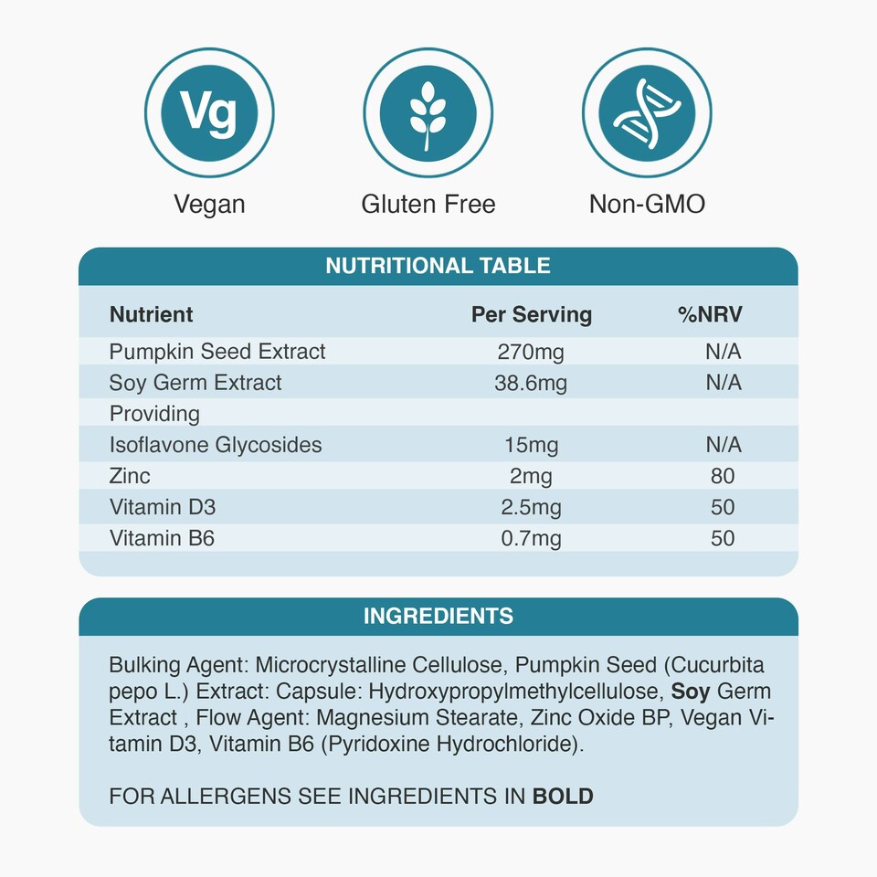 image 1 of Zipvit Bladder Support Complex with Pumpkin Seed, Soy Germ, B6, D3 & Zinc, 60 Vegan Capsules