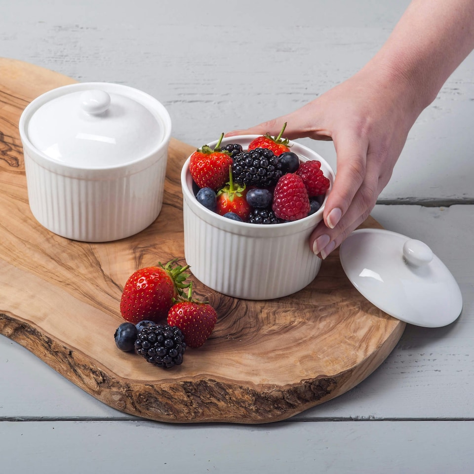 image 1 of Porcelain Ramekin with Lid (9cm), Set of 2 | Multi | 2