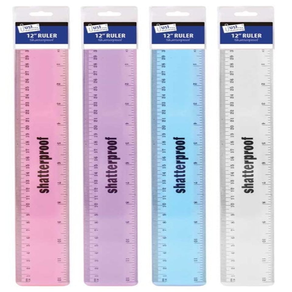 image 1 of Single Just Stationery 12 inch Metallic Shatterproof Ruler