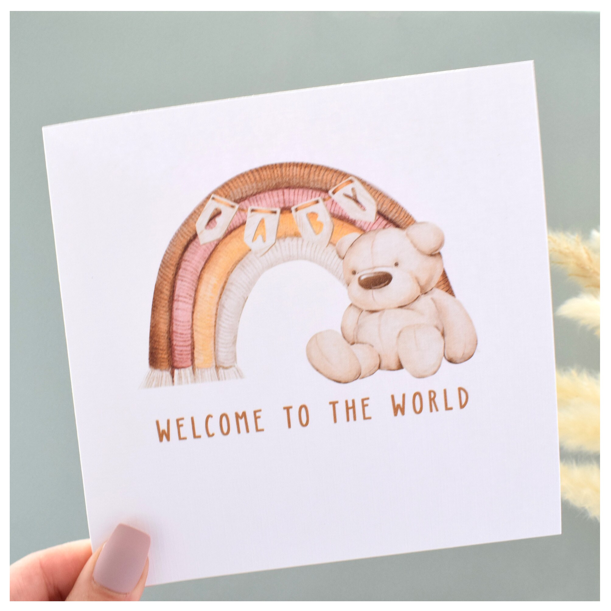 Neutral New Baby Boy or Girl Card. Welcome to the World Congratulations