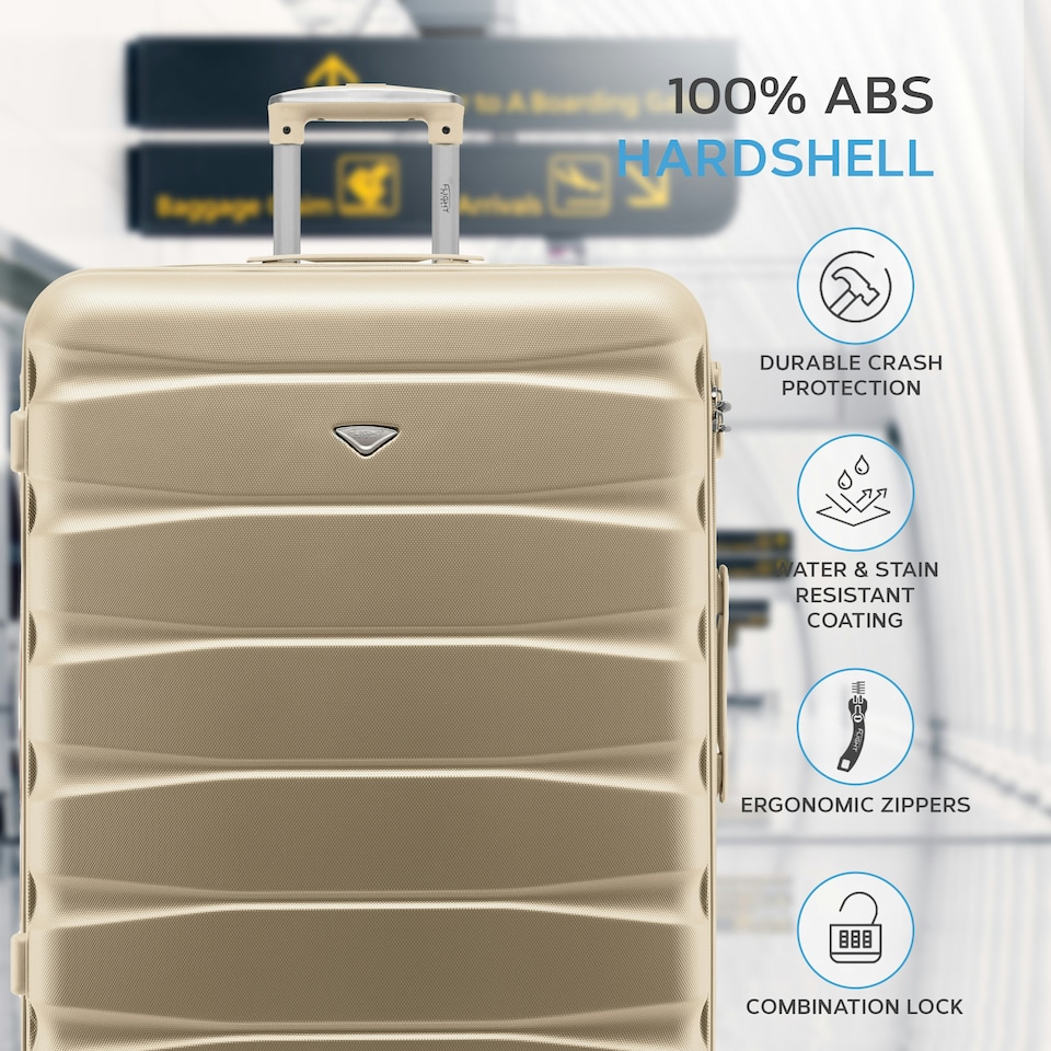 image 1 of Flight Knight 29" Extra Large Suitcase – 20kg Capacity Hard Shell Check-In Luggage with 4 Wheels 100+ Airlines Approved: Ryanair, EasyJet, Jet2, Wizz Air, BA | Cream | Champagne | Large