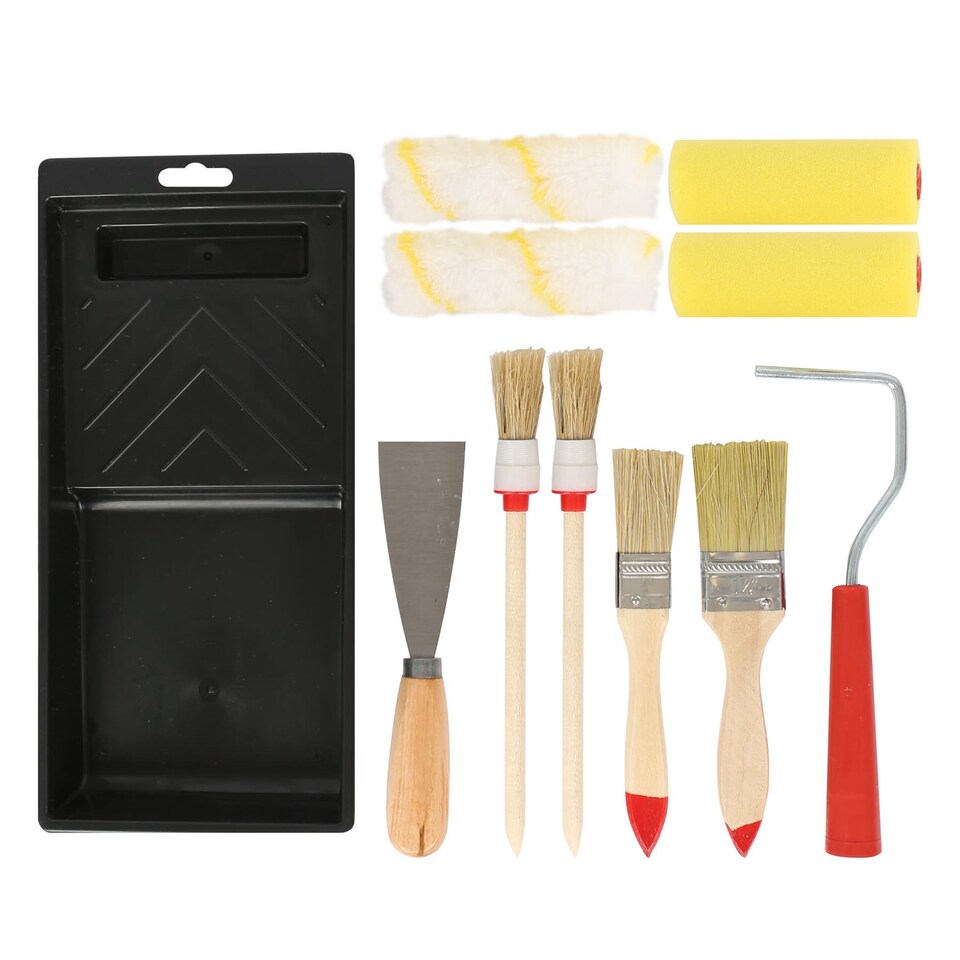 image 1 of Blackspur 11pc Mini Paint Roller & Tray Set - 4" (10cm) - Multi