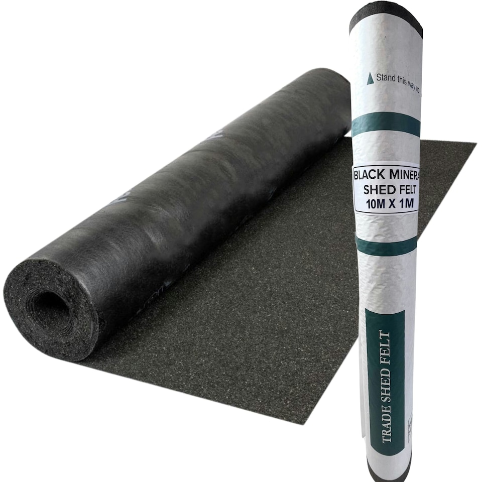 image 1 of NOVECRAFTO Standard Grade Shed Roof Felt – Heavy-Duty Mineral Roofing Felt for Sheds, Summerhouses & Kennels – Durable, Weatherproof Covering Black | 10m x 1m