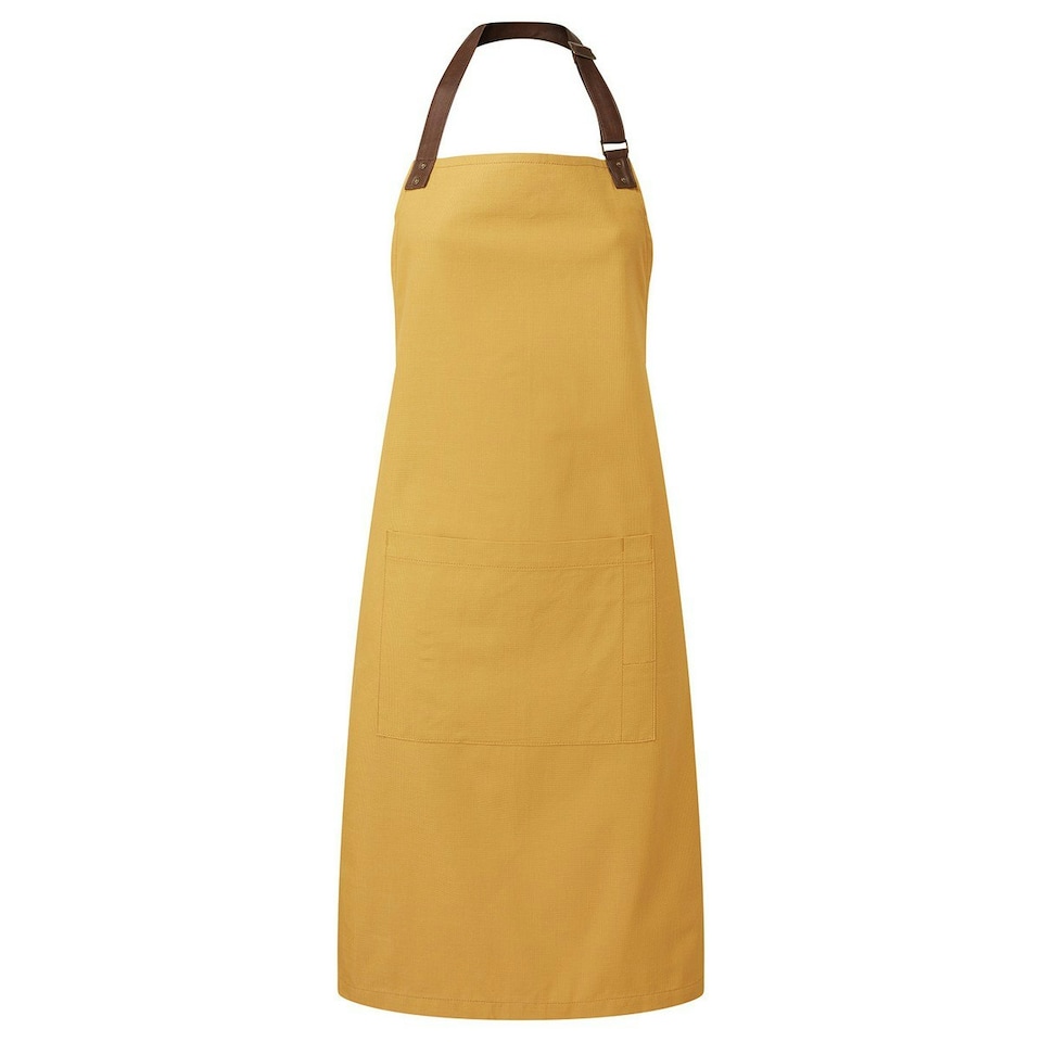 image 1 of Premier Unisex Adult Annex Oxford Faux Leather Bibbed Full Apron - Mustard - One Size Yellow
