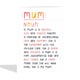 image 2 of Cute Definition Mother's Day Card For Mum