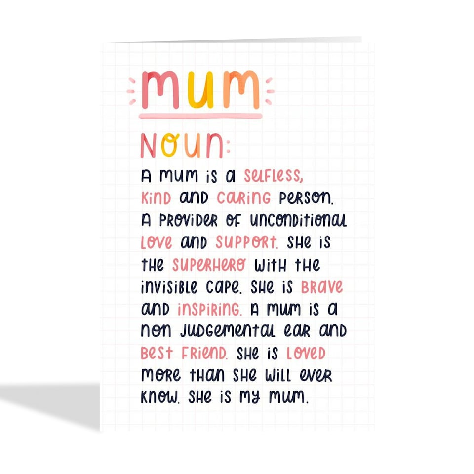 image 1 of Cute Definition Mother's Day Card For Mum