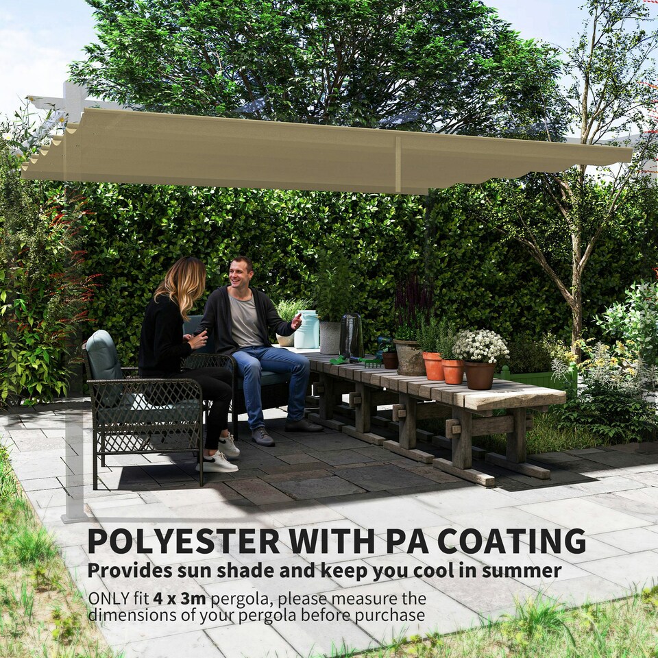 image 1 of Outsunny Pergola Shade Cover Replacement Canopy for 4 x 3(m) Pergola, Tan