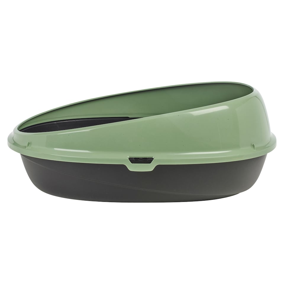 image 1 of Oval Cat Litter Tray Box with Rim | Green | 1