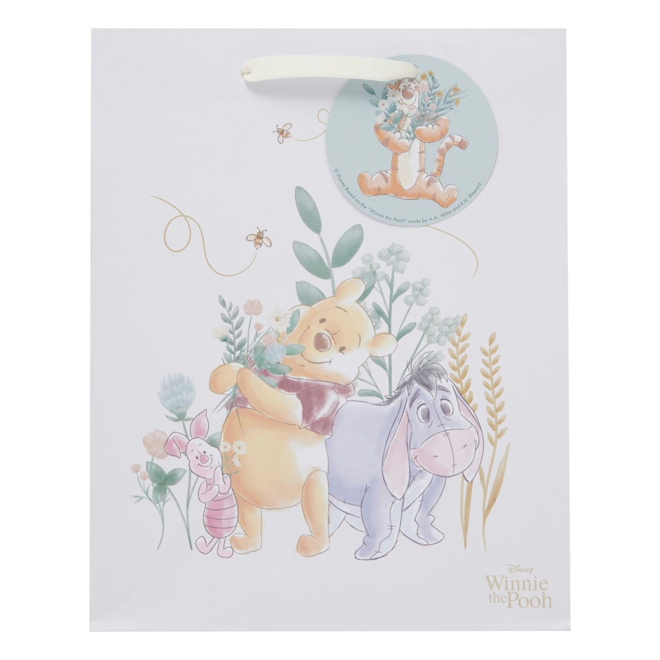 image 1 of Multipack of 3 Medium Gift Bags | Party Bags for Presents | Birthdays | For Her/Kids | Disney Pooh Design White