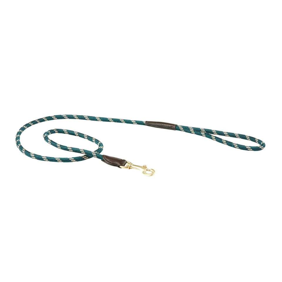Weatherbeeta Rope Leather Dog Lead - Hunter Green/Brown - 1.2m