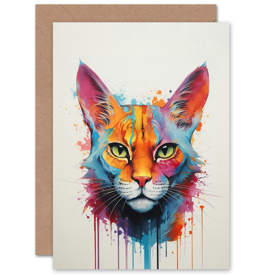 image 1 of Ocicat Lover Pet Portrait Orange Pink Cat Art Card