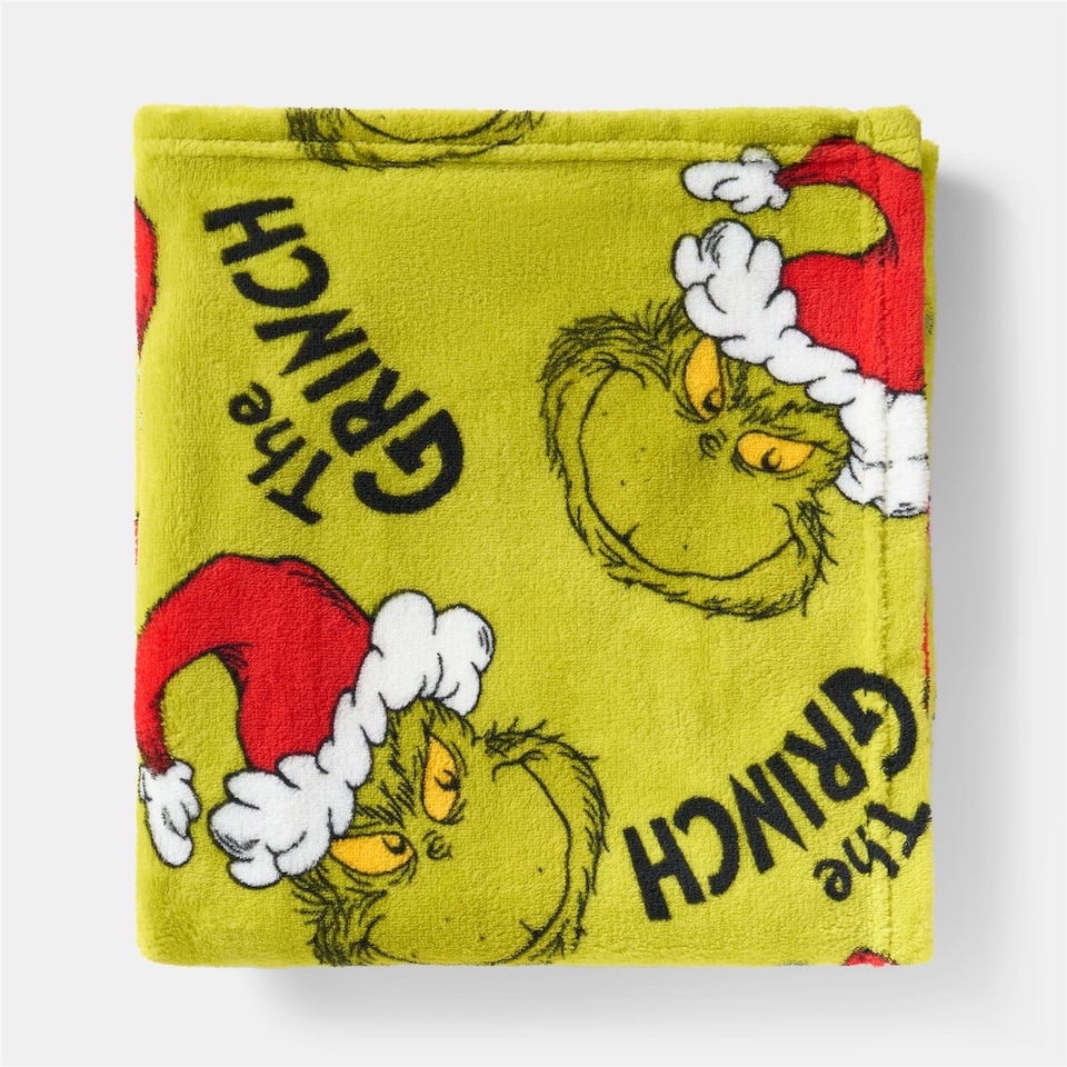 image 1 of OHS Xmas Grinch Throw Soft Coral Fleece Blanket Thermal Bedspread