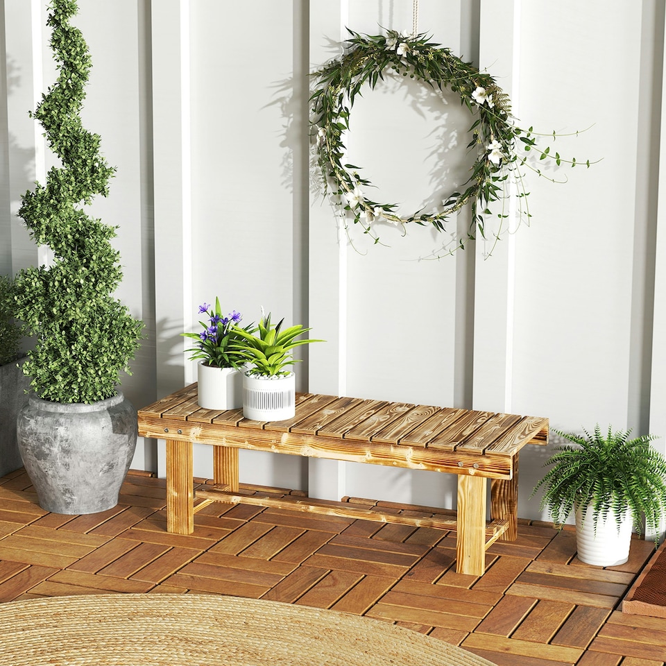 image 1 of Outsunny 1.1M Outdoor Garden Bench Patio Loveseat Fir Wood 2 Person