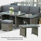image 3 of Outsunny 10-Seater Sofa Sectional w/ Cushioned Seat, Footstools and Glass Table
