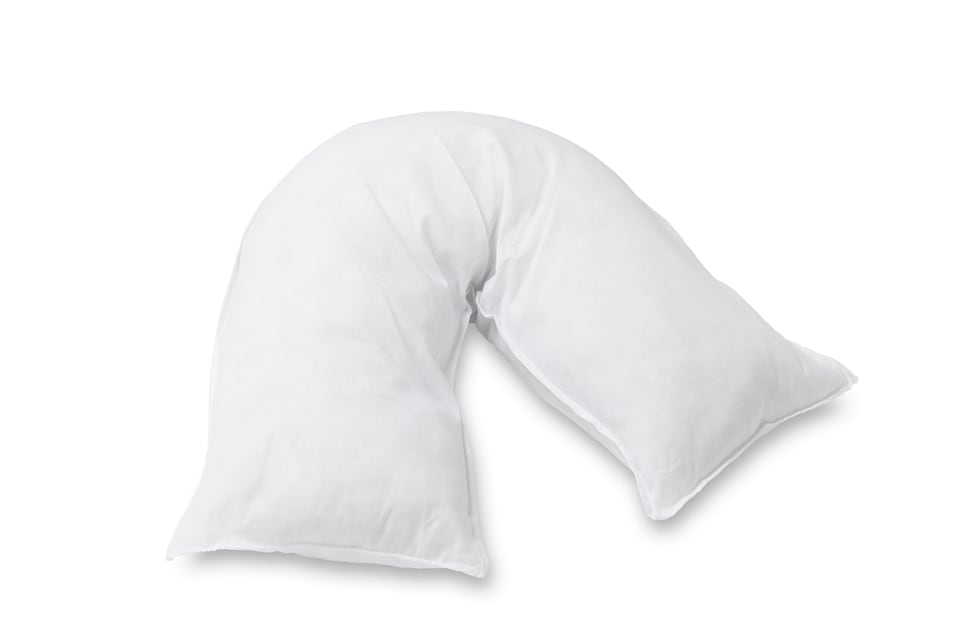 image 1 of V Shape Support Pillow, Microfibre Soft Touch Cover And Hollowfibre Filling | White